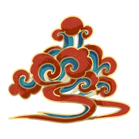 国潮祥云敦煌图案插画元素