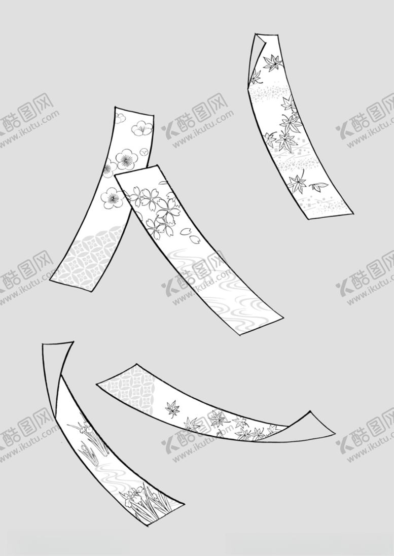 编号：62392409110244275642【酷图网】源文件下载-日本线描植物花卉矢量素材