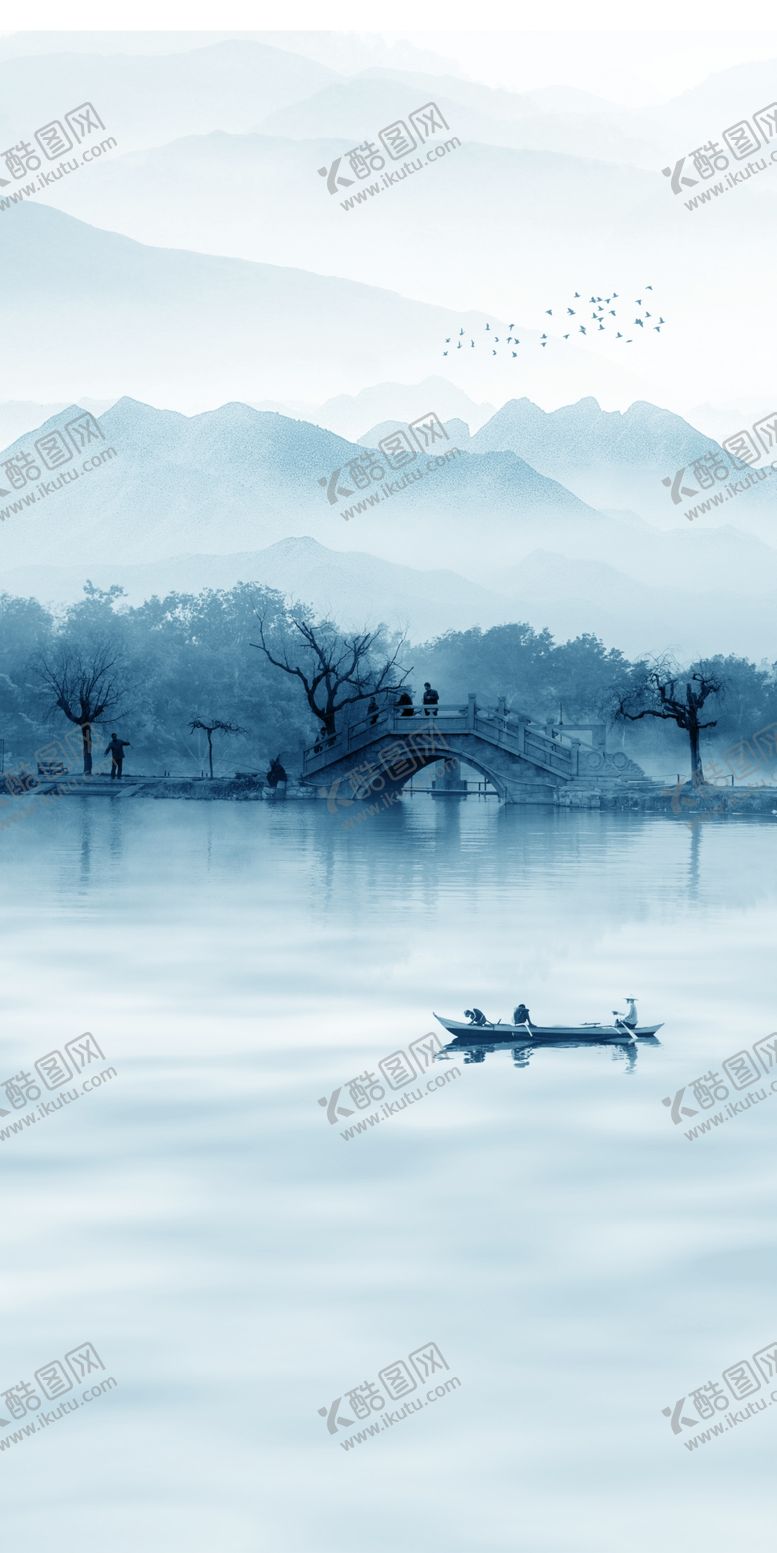 编号：25112310191908018043【酷图网】源文件下载-中式山水玄关画