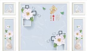 浮雕花玫瑰背景墙