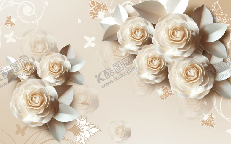 编号：23332610070537457314【酷图网】源文件下载-立体浮雕花卉背景墙图片