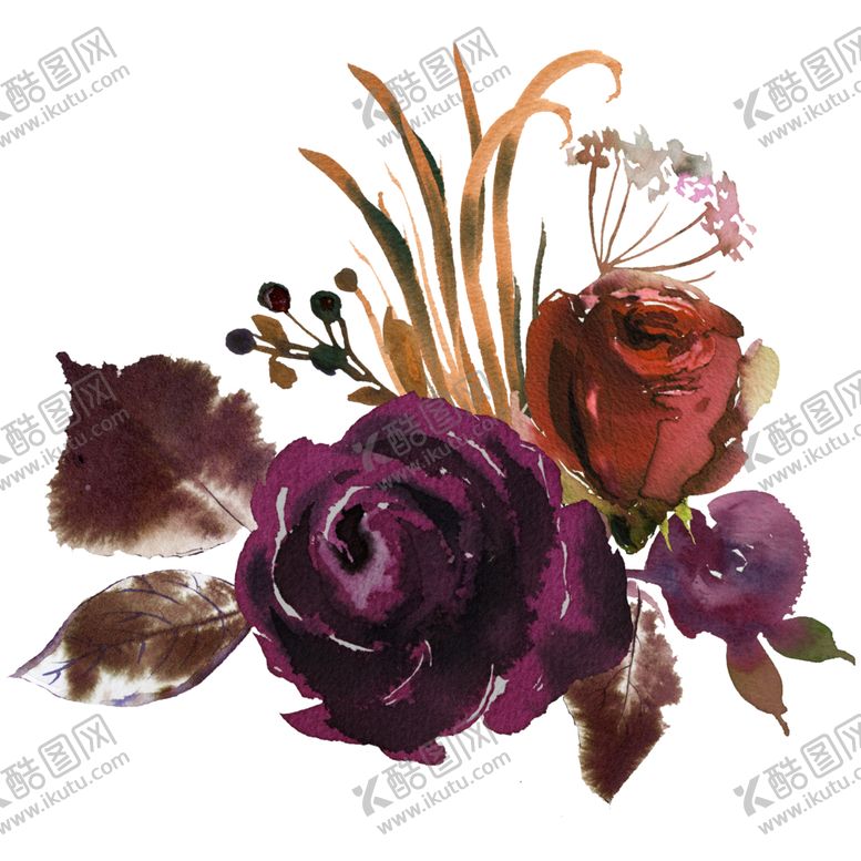 编号：60760309271412449641【酷图网】源文件下载-波西米亚风格水彩花朵