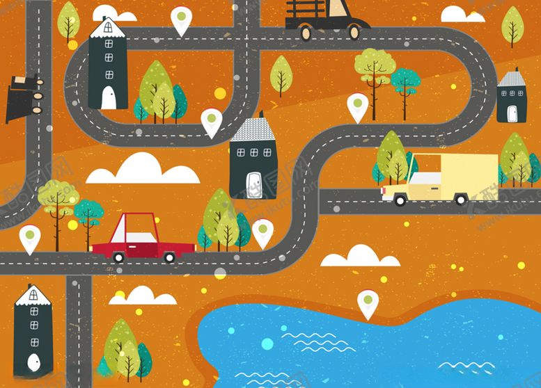 编号：55009509171907443221【酷图网】源文件下载-定位图方位街道城镇规划