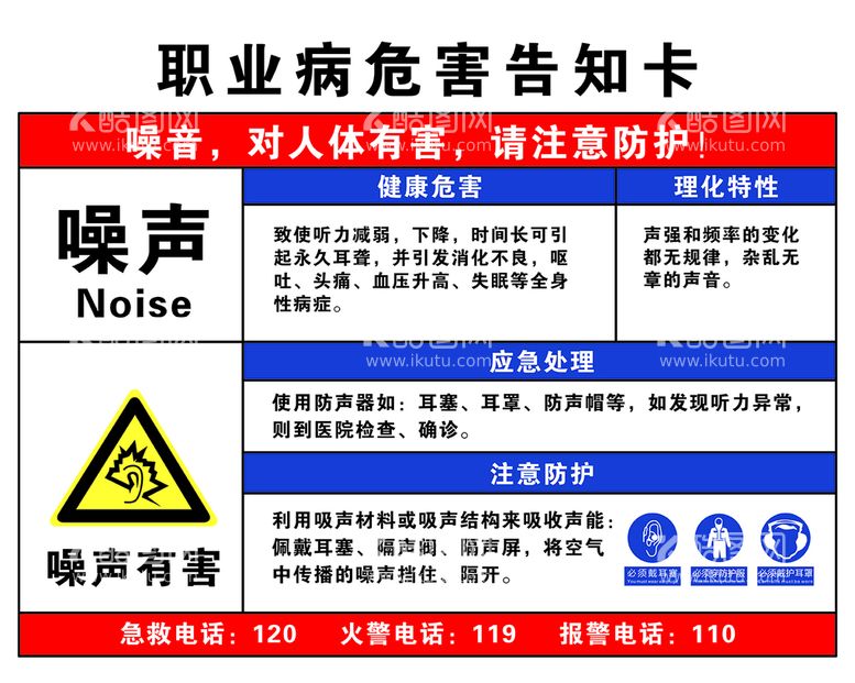 编号：71890411130534008227【酷图网】源文件下载-职业病危害告知卡噪声