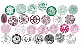 圆形花边边框传统图案花纹