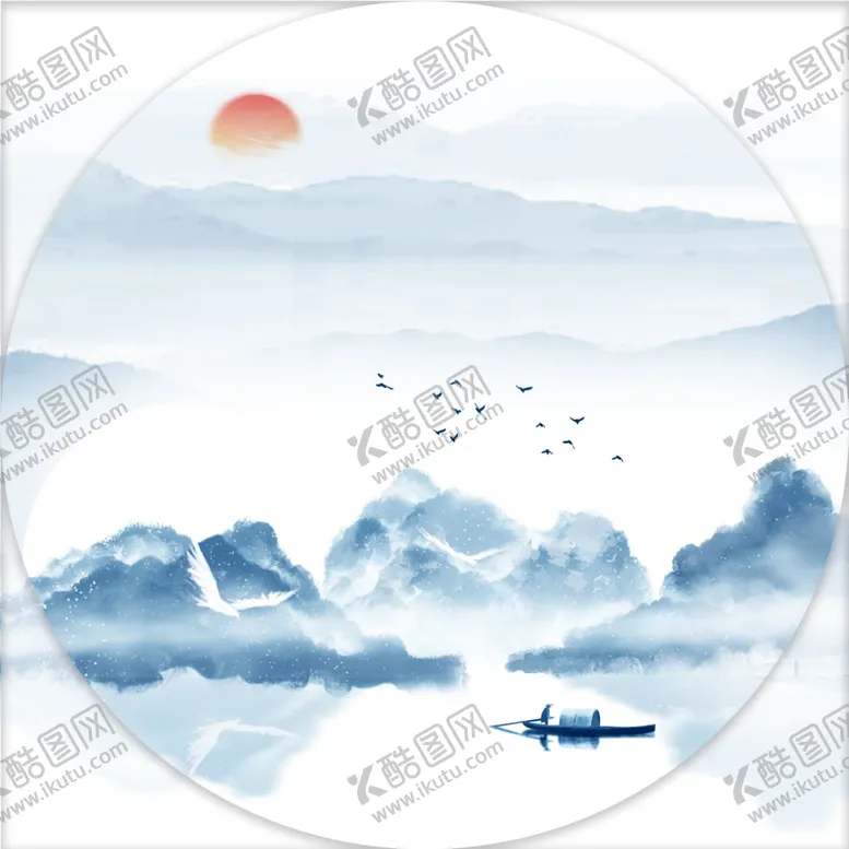 编号：19226504232322323484【酷图网】源文件下载-圆形意境山水