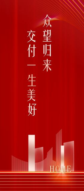地产红色交房展架