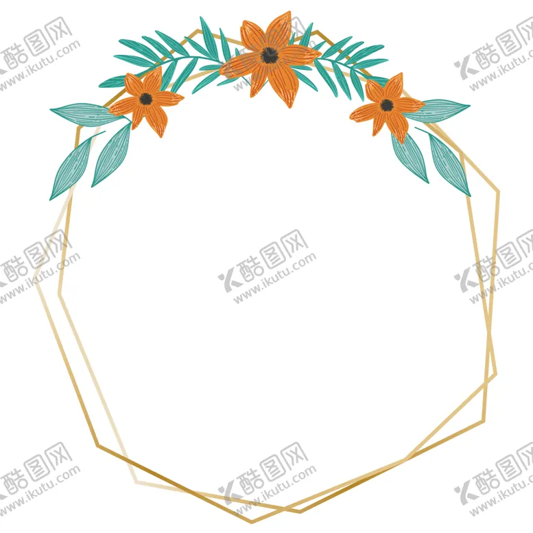 编号：96280801140505378616【酷图网】源文件下载-植物金色边框花环