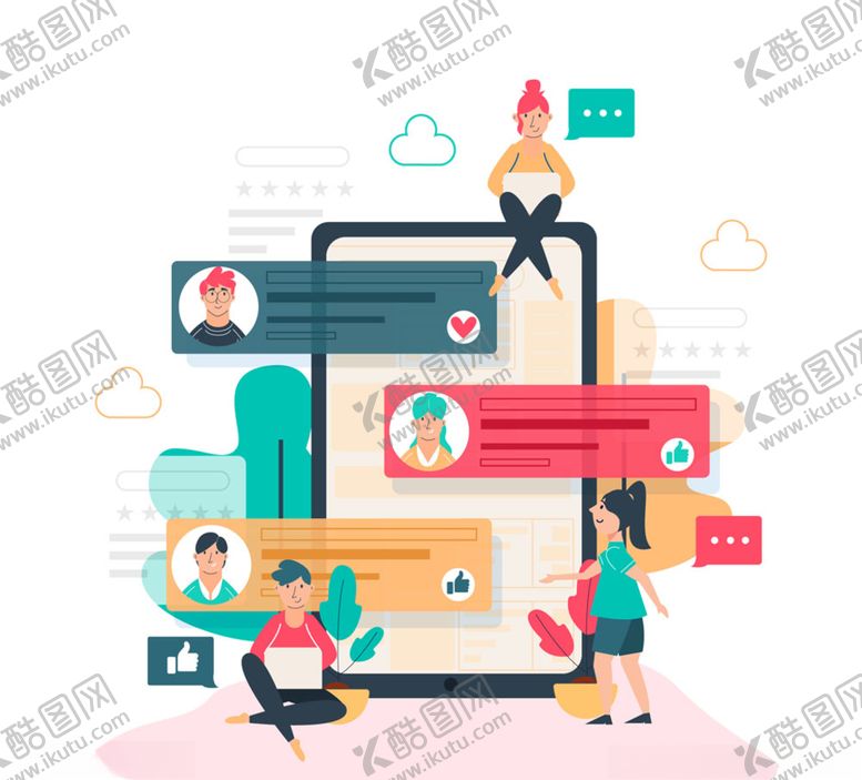 编号：75595207031313187723【酷图网】源文件下载-创意手机和人物矢量素材