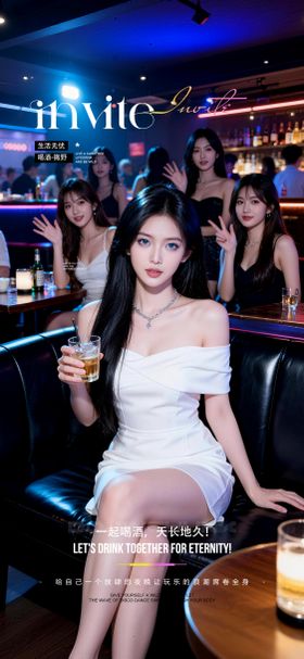 早场预订酒吧夜店邀约美女喝酒海报
