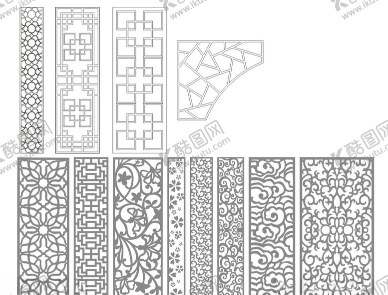 编号：82793009160703129375【酷图网】源文件下载-花格窗花镂空花纹屏风镂