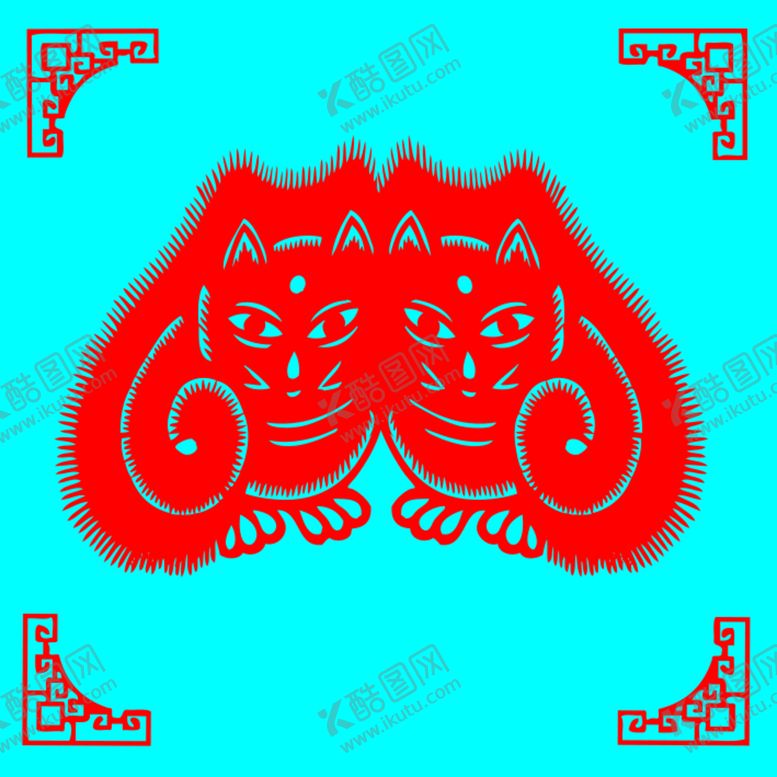 编号：47737201162359222881【酷图网】源文件下载-狮子剪纸
