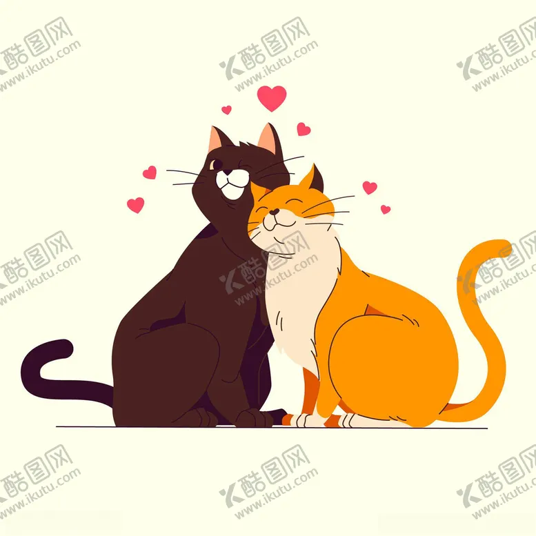 编号：25867302100200579355【酷图网】源文件下载-两只猫插画