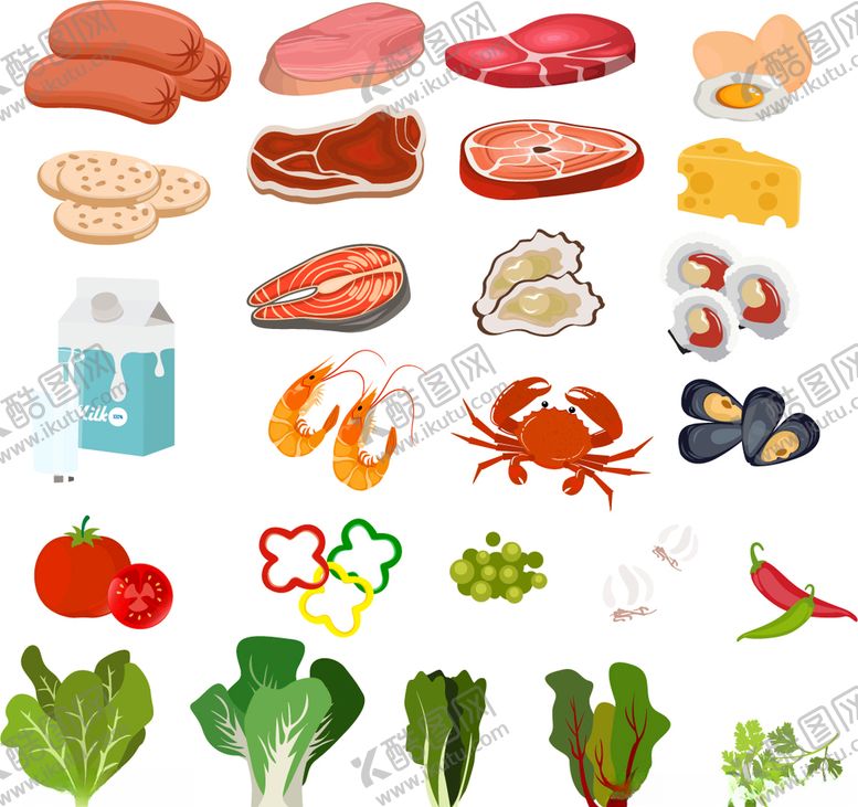 编号：87151709180332273878【酷图网】源文件下载-25组新鲜食物设计矢量素材