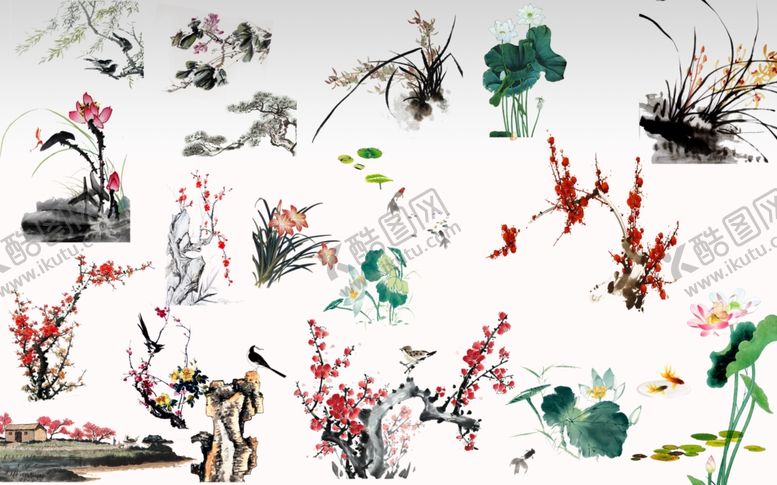 编号：67435609082344089136【酷图网】源文件下载-水墨花草