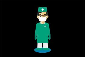 卡通医生眼镜护士男护工