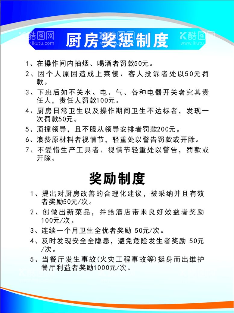 编号：75669812181316259848【酷图网】源文件下载-厨房奖惩制度