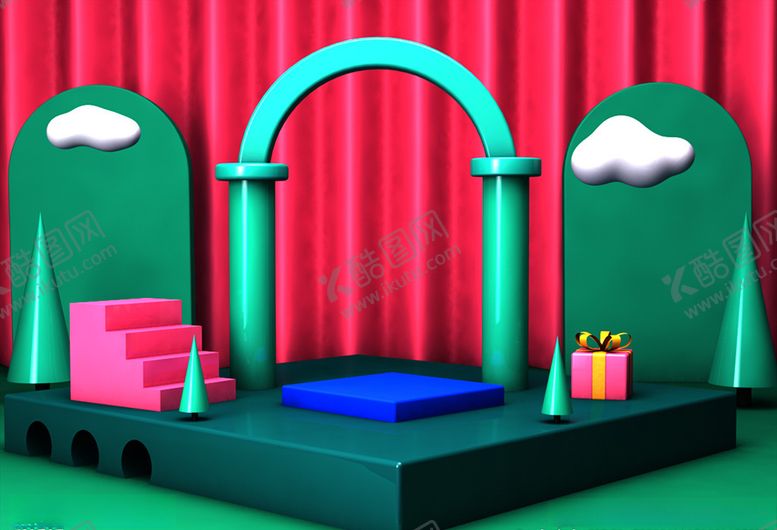 编号：39377909271209332078【酷图网】源文件下载-C4D立体展示场景元素