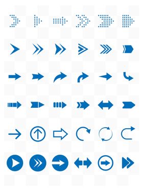 卡通彩色方向箭头按钮形状图标