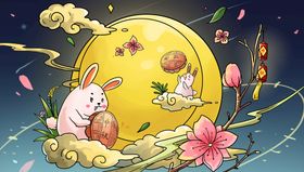 中秋插画图京东海报
