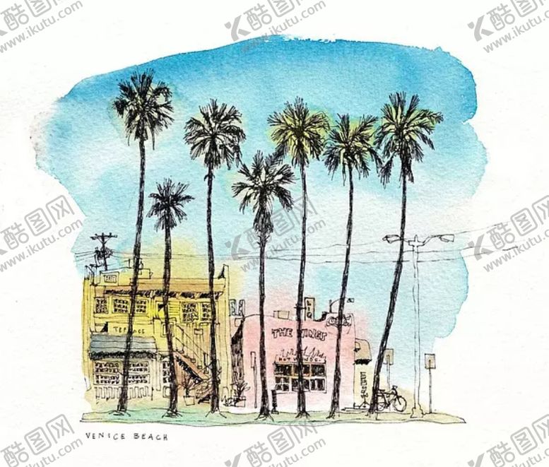 编号：53017209221651022215【酷图网】源文件下载-水彩建筑插画