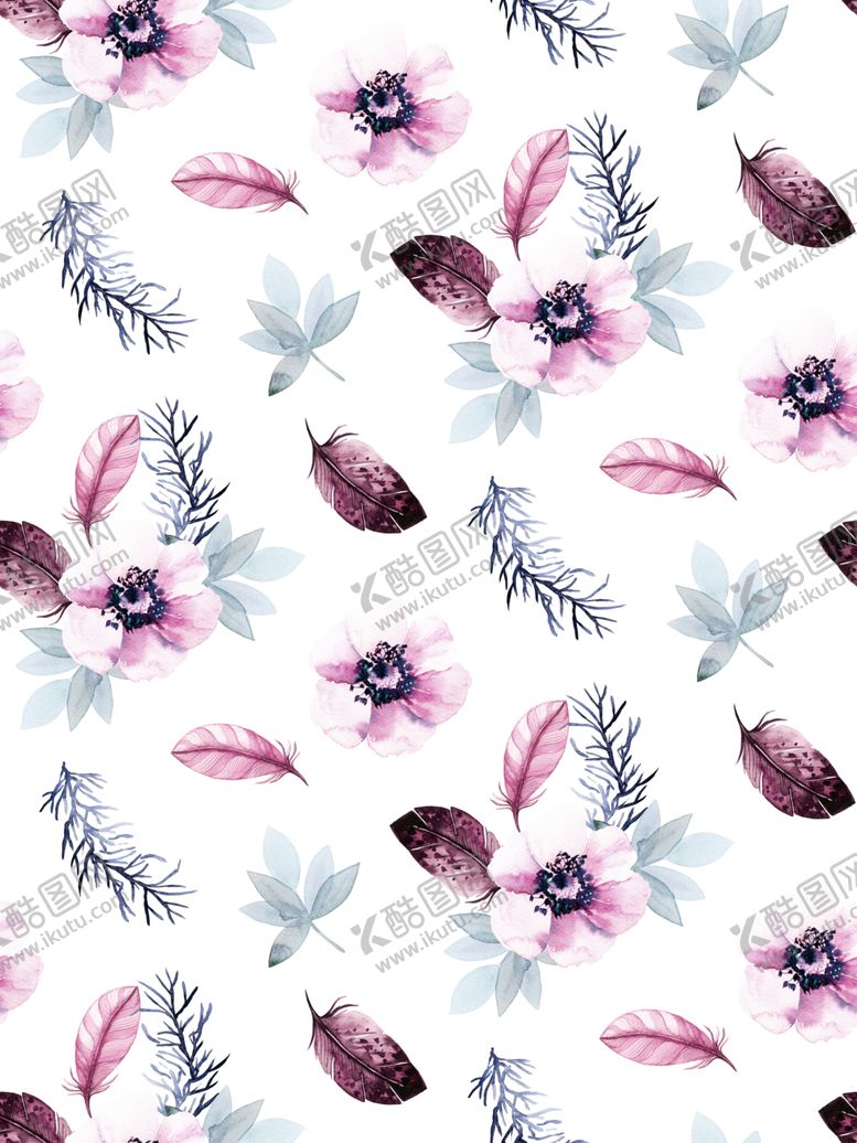 编号：75443409181812447450【酷图网】源文件下载-水彩花朵创意图案