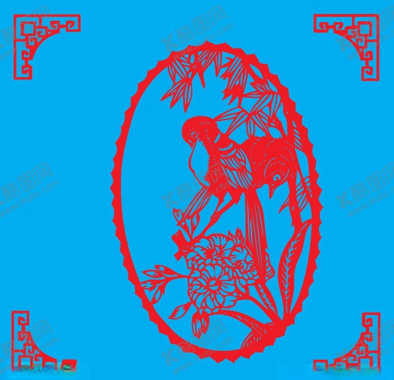 编号：64928210311235405501【酷图网】源文件下载-花鸟剪纸