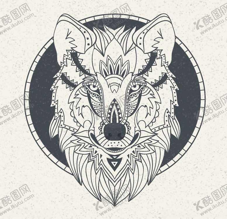 编号：64746509102259552618【酷图网】源文件下载-创意手绘狼头素材