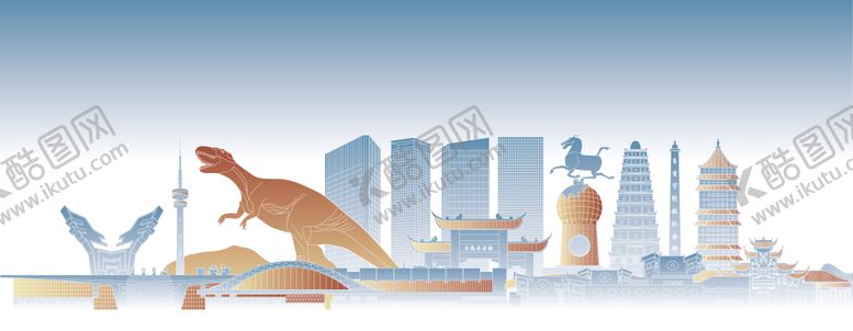 编号：24180204260013139744【酷图网】源文件下载-自贡城市地标建筑插画