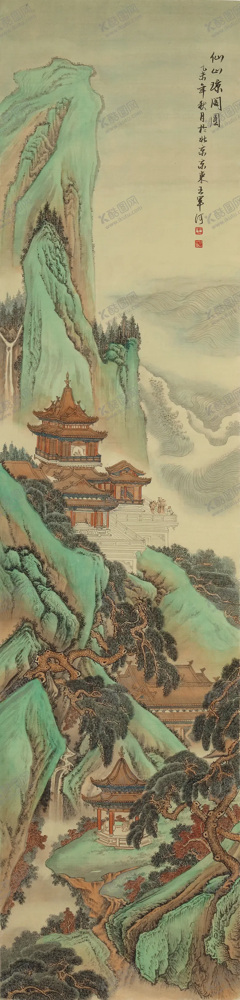 编号：99599706161238151970【酷图网】源文件下载-工笔山水王军河仿袁江袁耀界画