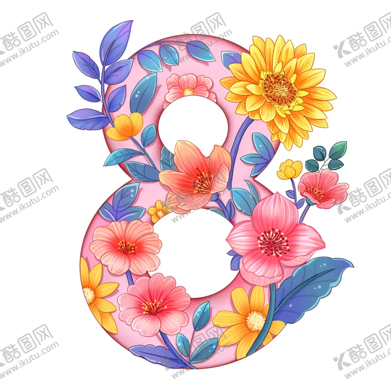 编号：14085309300103383916【酷图网】源文件下载-三八妇女节花插画