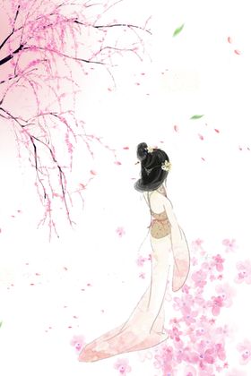 手绘粉色桃花海报设计图片封面卉工笔画