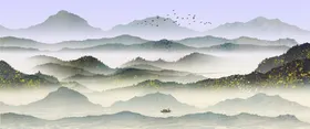 水墨山水画装饰画背景墙