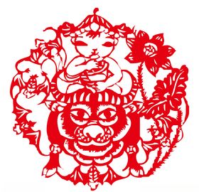 牛年剪纸插画