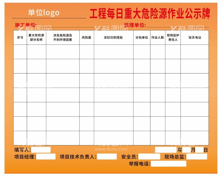 编号：80129101181605496024【酷图网】源文件下载-重大危险源公示栏