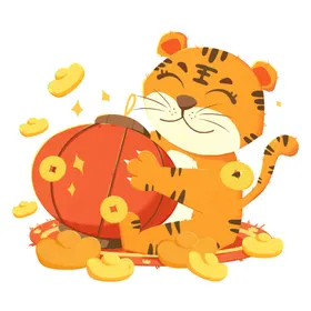 虎年国潮插画图片福临门喜庆