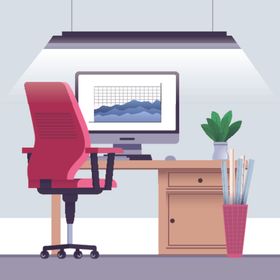 高端商务办公扁平化矢量插画