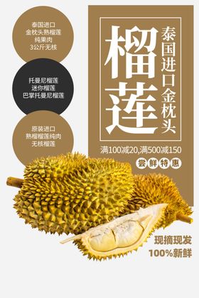 榴莲水果促销活动海报素材