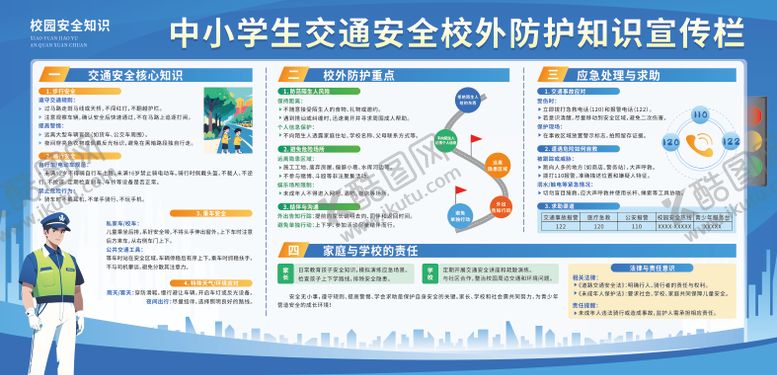 编号：76935706142136538583【酷图网】源文件下载-校园学校交通安全宣传展板