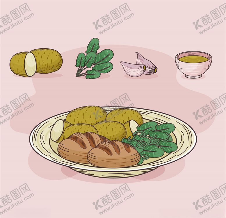 编号：23590109270542306314【酷图网】源文件下载-矢量厨房蔬菜食物素材