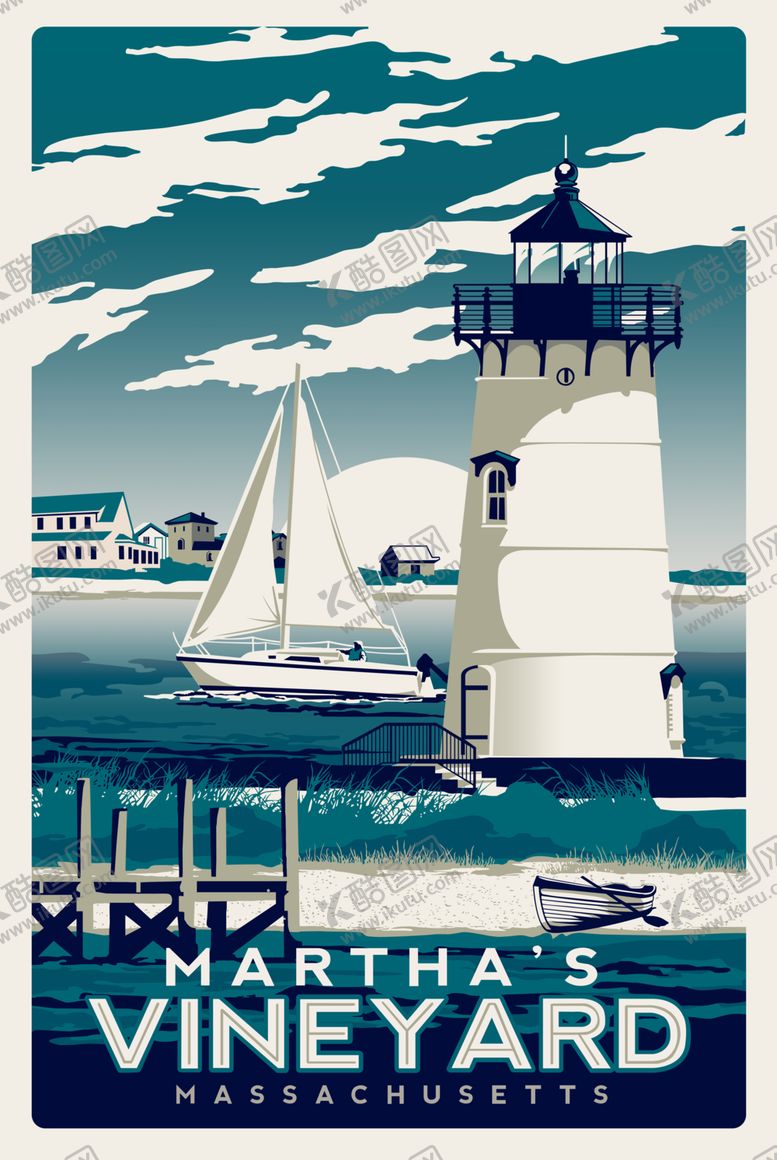 编号：21049910221324261999【酷图网】源文件下载-装饰色彩版画美国小镇海报招贴