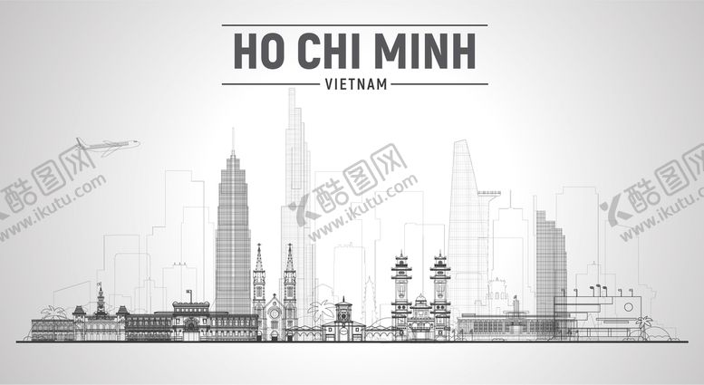 编号：49068209242054443702【酷图网】源文件下载-城市建筑线稿商务背景