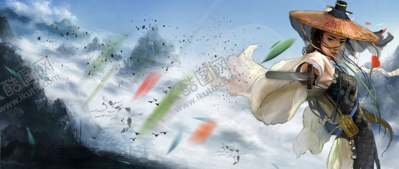 编号：86788309140156428518【酷图网】源文件下载-人物侠客古风清新水墨背景素材