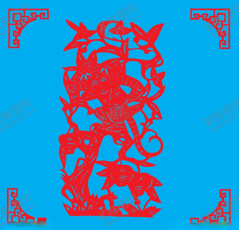编号：49271410200120341790【酷图网】源文件下载-猴子剪纸