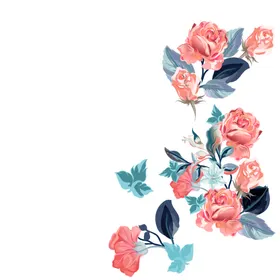 手绘花卉插画清新水彩朵水彩叶子