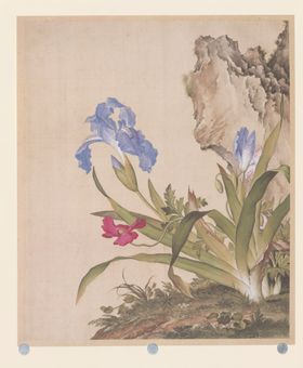 工笔圆形花鸟图装饰画国画玉兰中国风