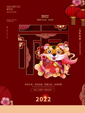虎年大吉字体2022背景展板红包