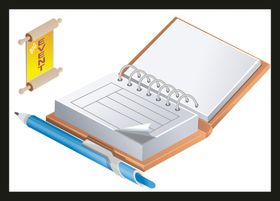 手绘办公用品卡通素材插画