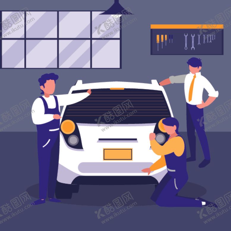编号：24196809180428468464【酷图网】源文件下载-汽车修理主题插画
