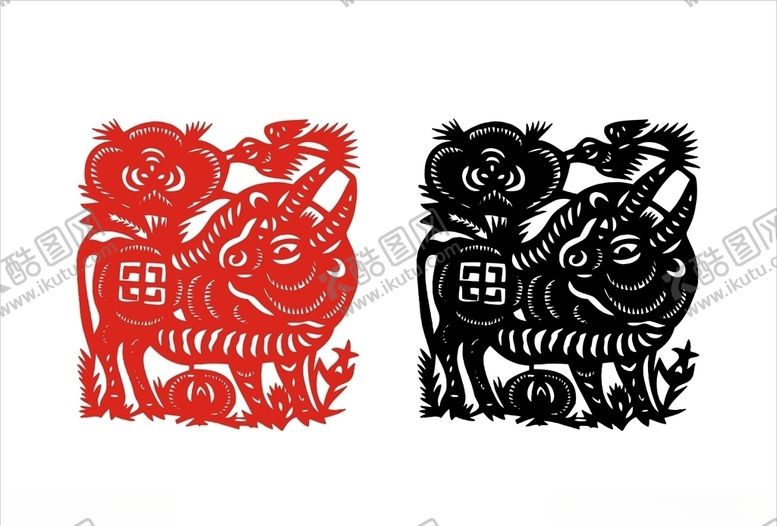 编号：37430307132100348039【酷图网】源文件下载-牛剪纸